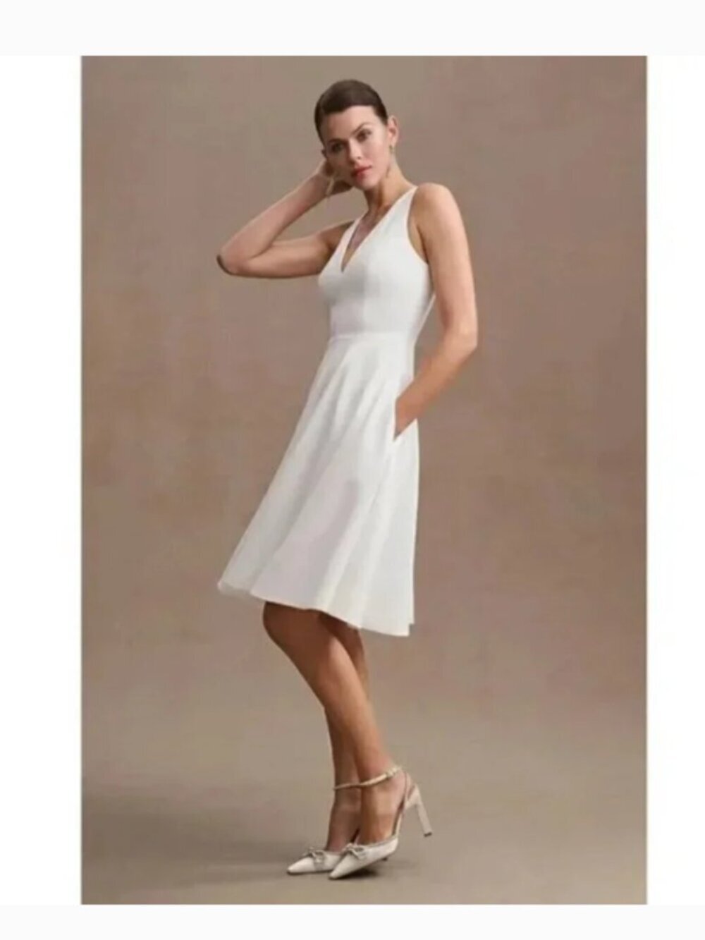 Dress the Population Off-White Catalina Fit & Flare Dress - Size S